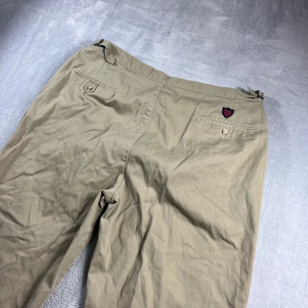 Polo Ralph Lauren Mens 42x30 Pleated Chino Pants Khaki Tan Made in USA Adjusters